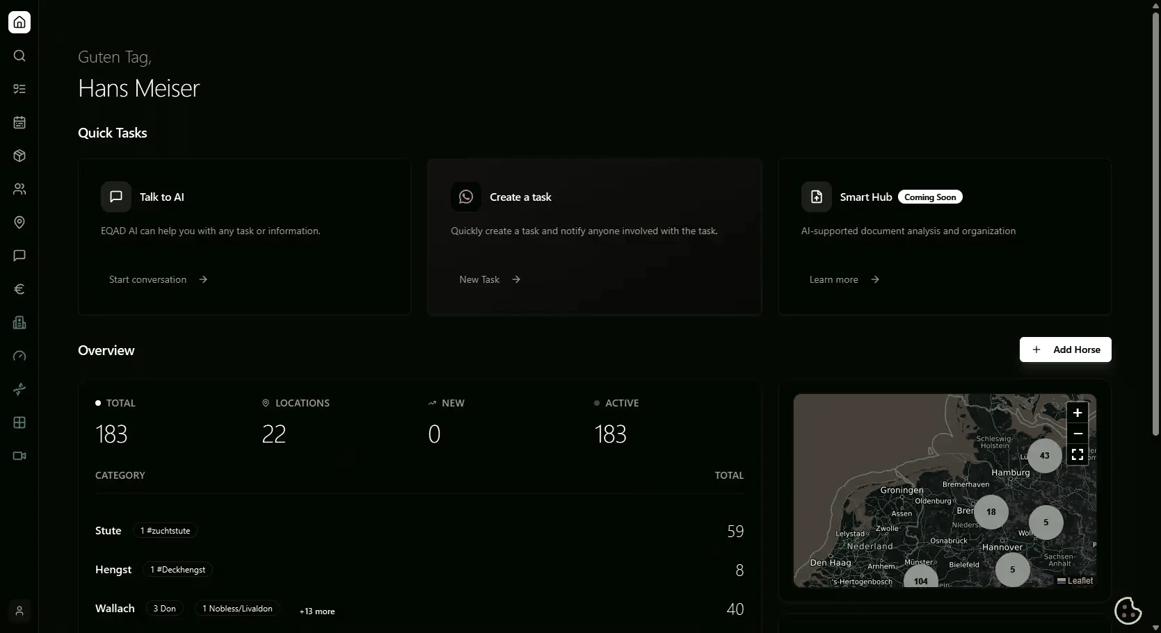 EQAD+ Dashboard für Pferde- und Stallmanagement
